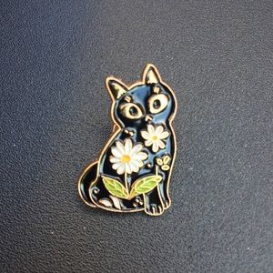 Black floral cat *3 pins for $12*